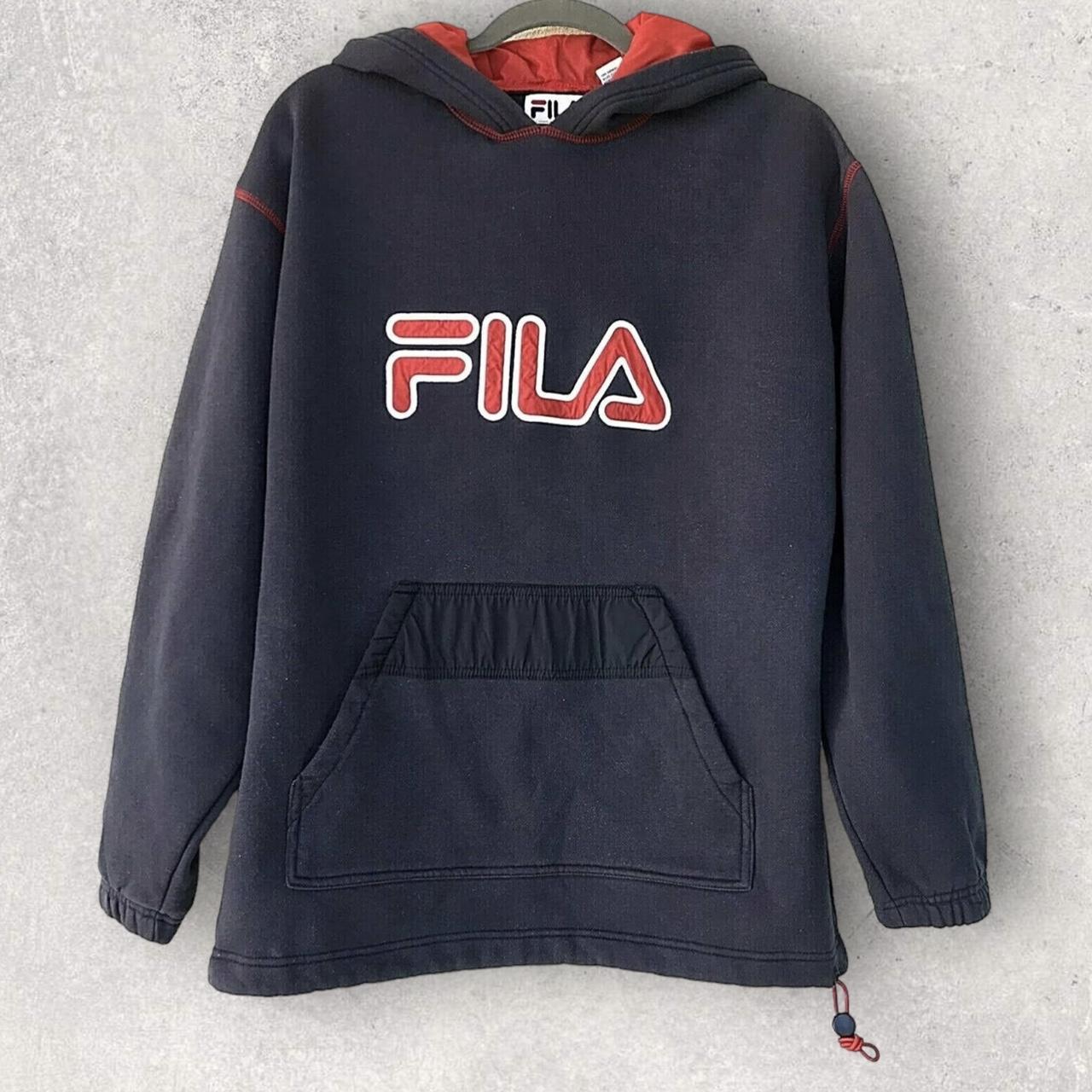 FILA 90s Hoodie Men's Y2K Embroidered Logo Spell Out...
