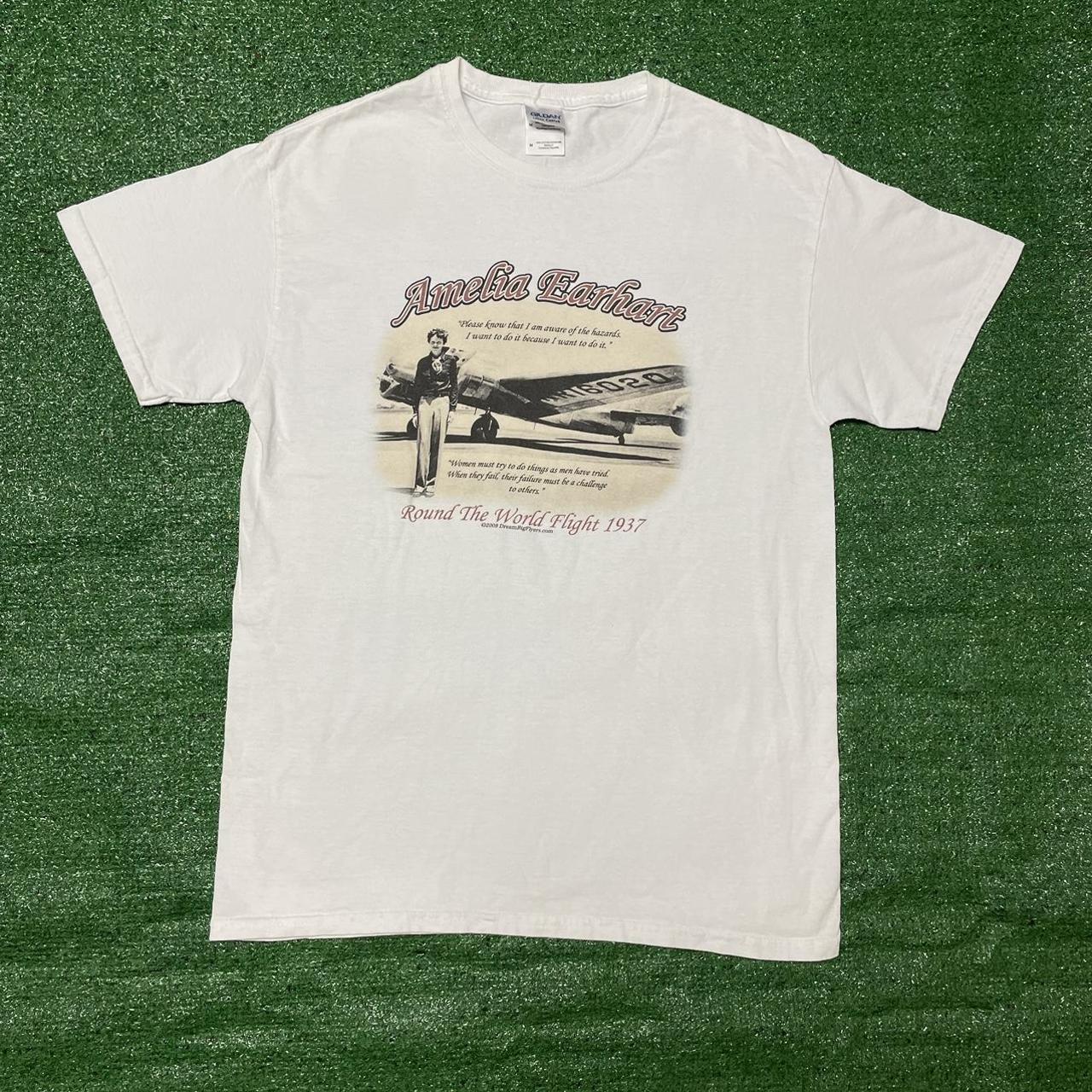 Vintage 2008 Amelia Earhart tee in crispy white, no... - Depop