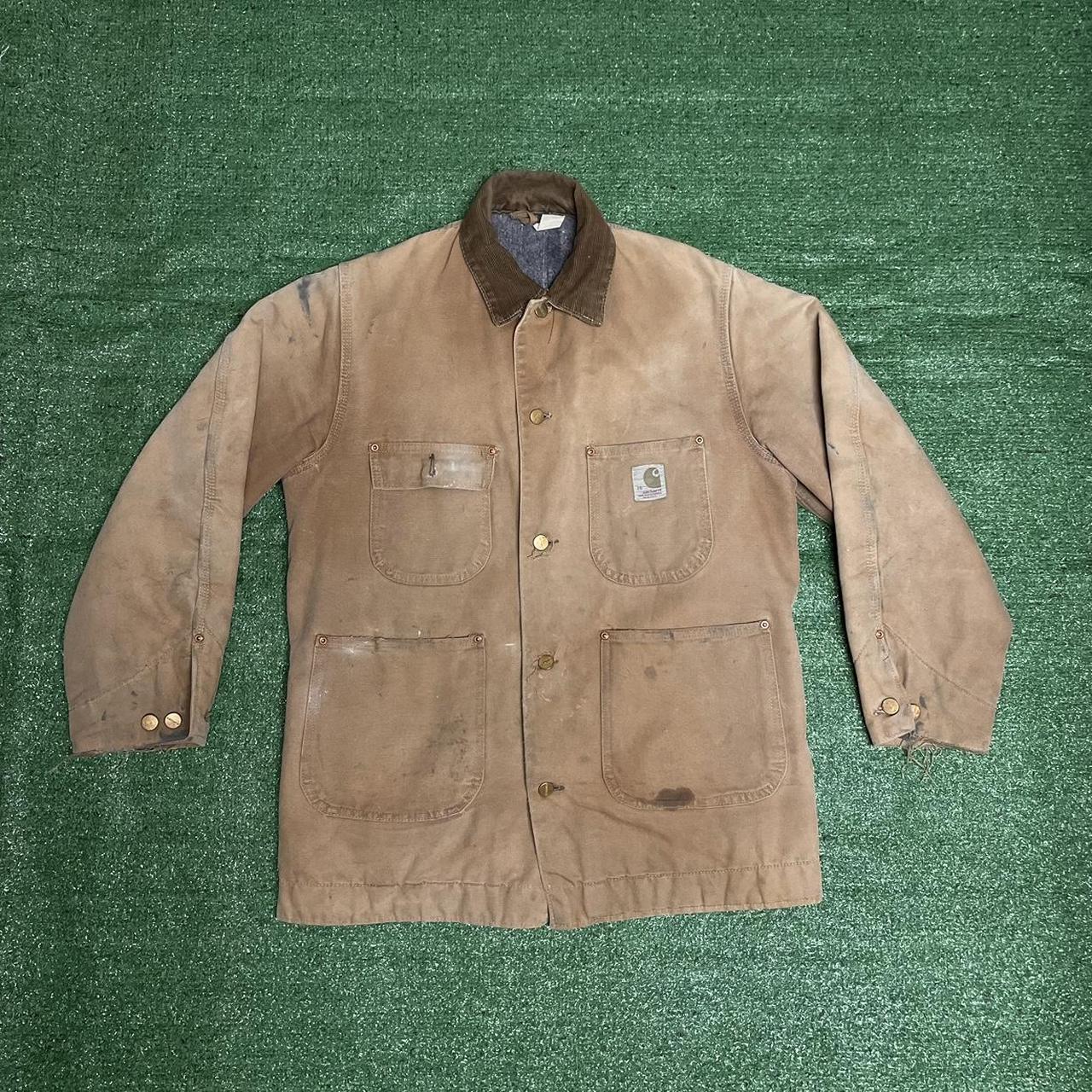 Vintage paper tag Carhartt chore jacket with cozy... - Depop