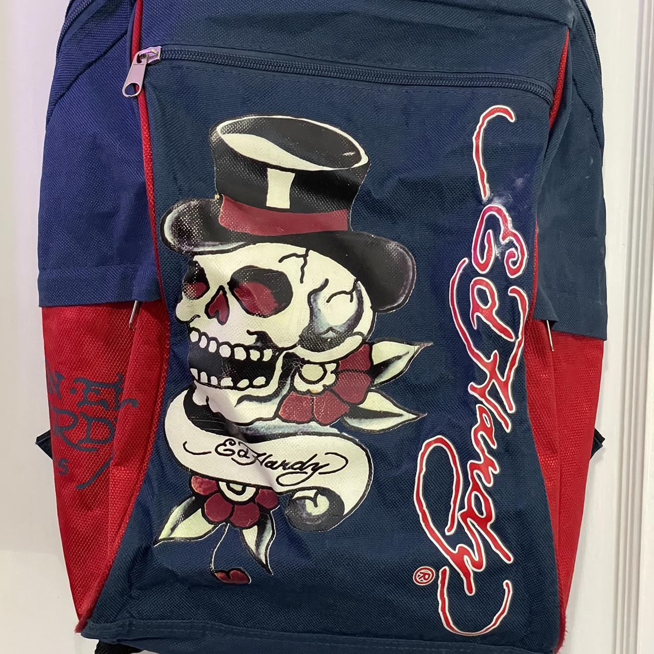 Ed Hardy Men's Black and Blue Bag | Depop