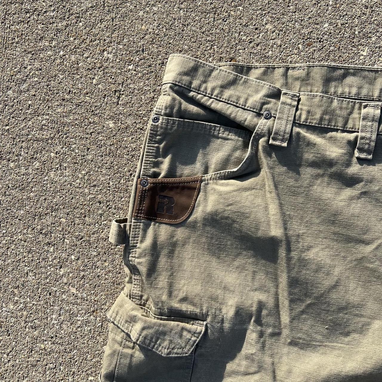 Wrangler rigs Khaki and green double knee jeans with... Depop