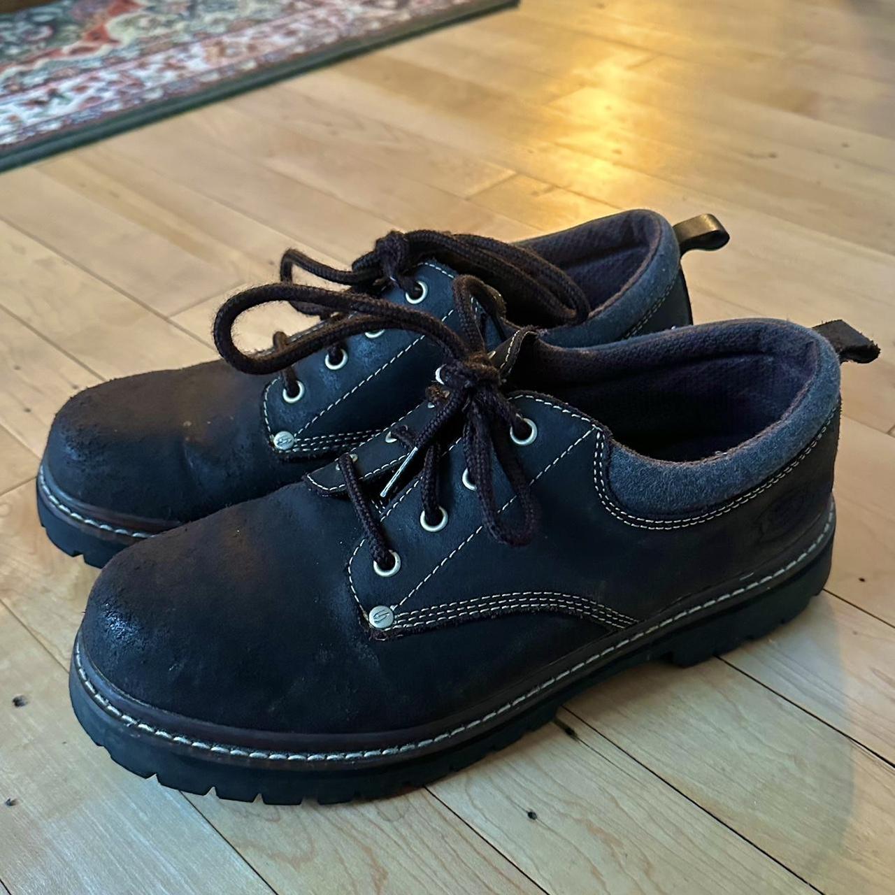 Dark brown sketchers oxfords