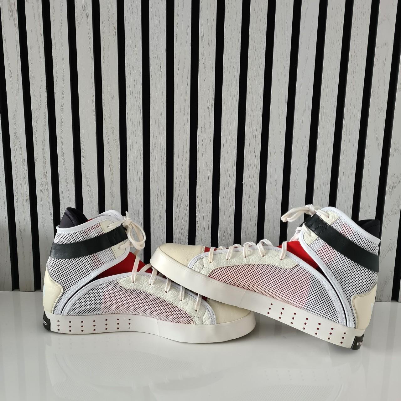 Y3 Men's Red and Cream Trainers Depop