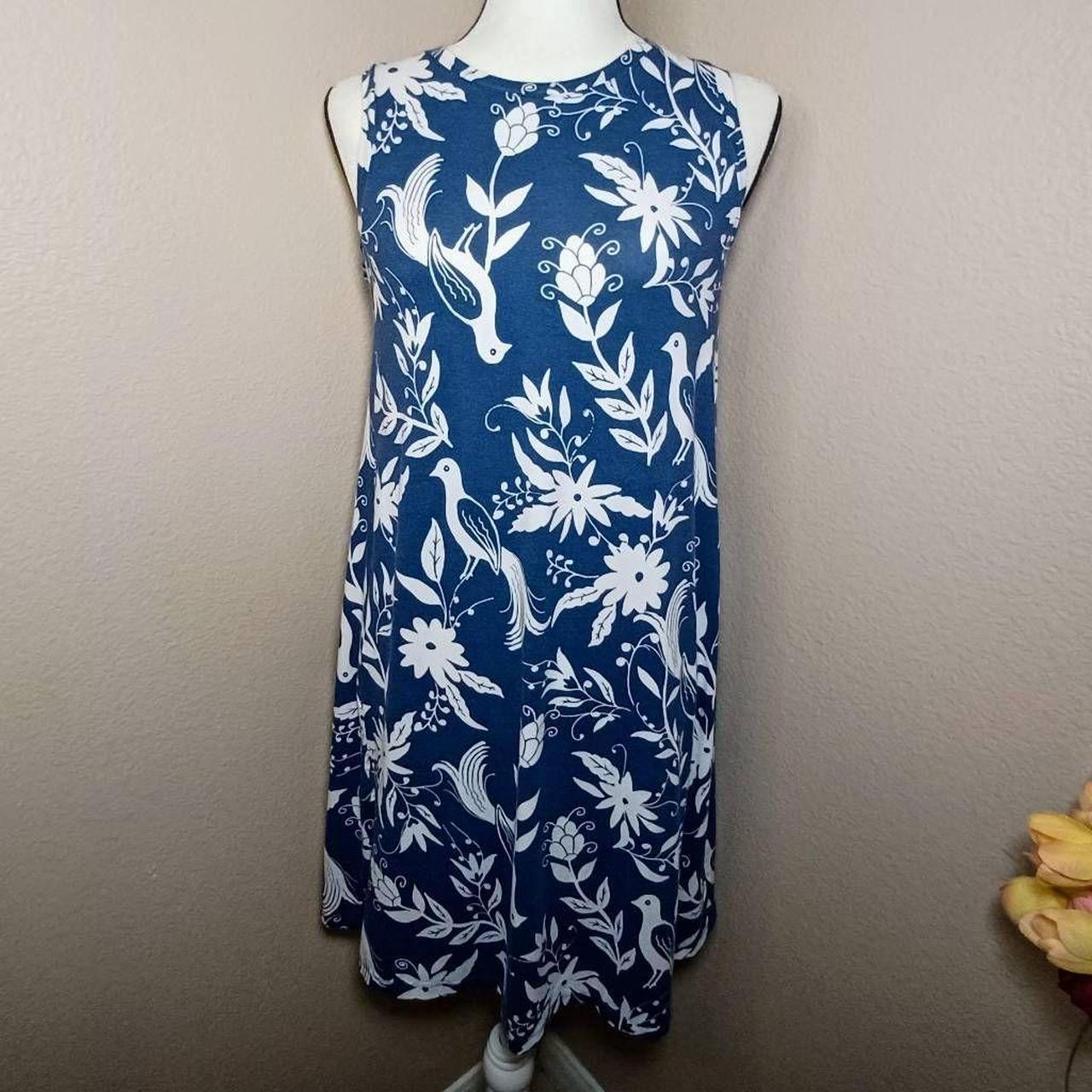 Loft women s size S tank dress Sleeveless blue print Depop