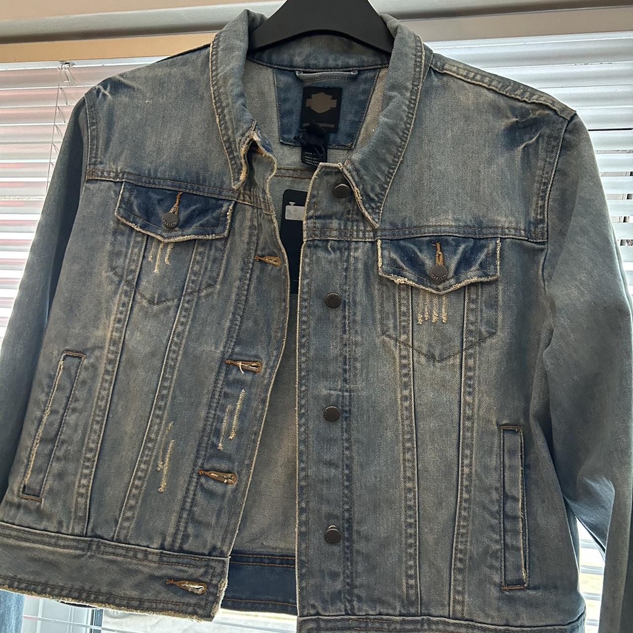 Harley Davidson denim jacket Size 2XL (would say... - Depop