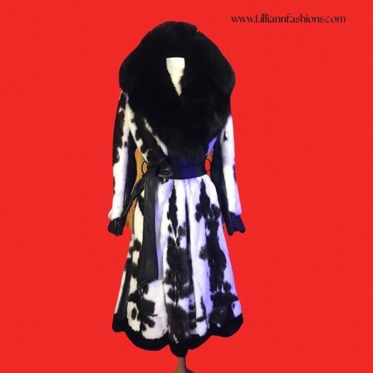 Women's Black and White Coat Depop