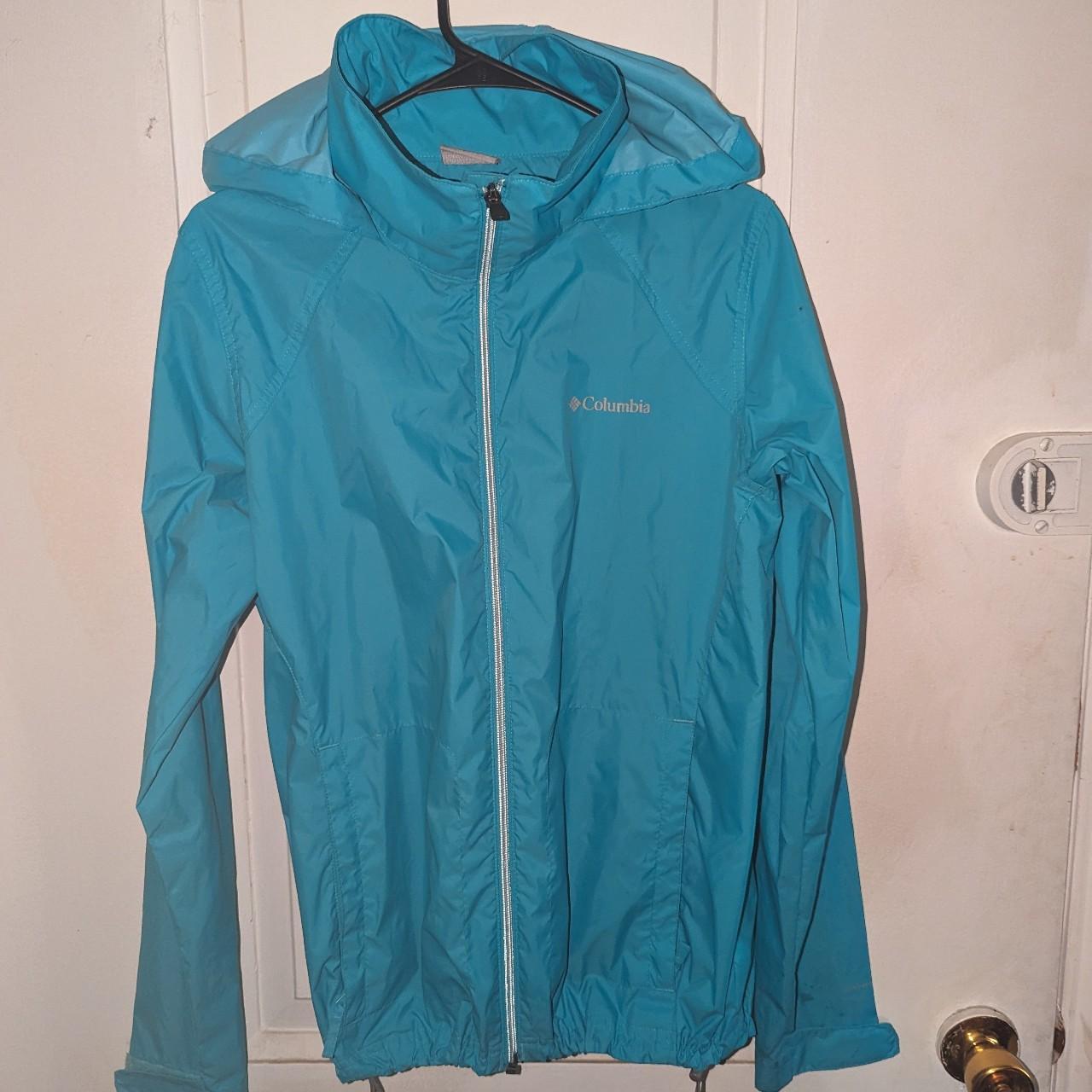 Light blue clearance columbia rain jacket