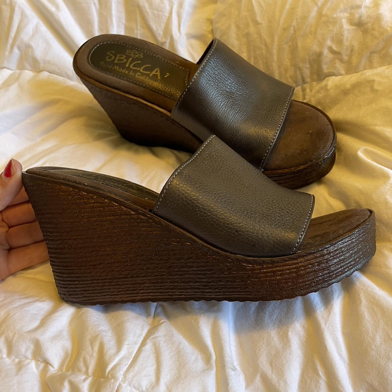 90s wedge heel! Says size 7 but I think runs or... - Depop