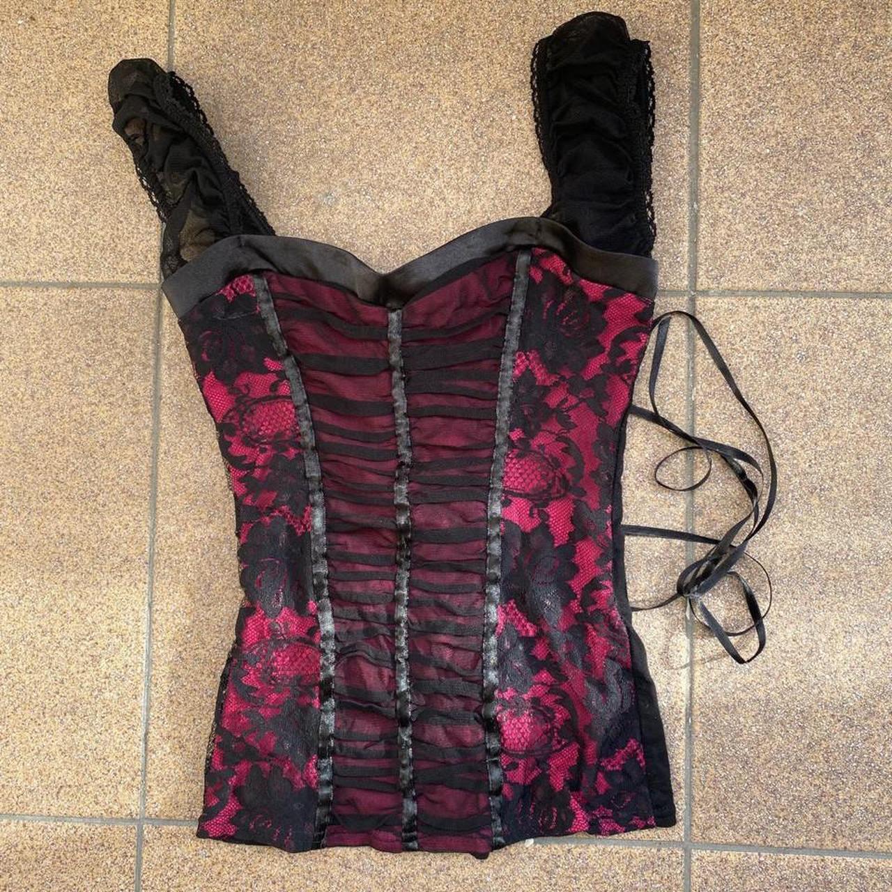 Jane Norman Women's Black and Red Corset | Depop