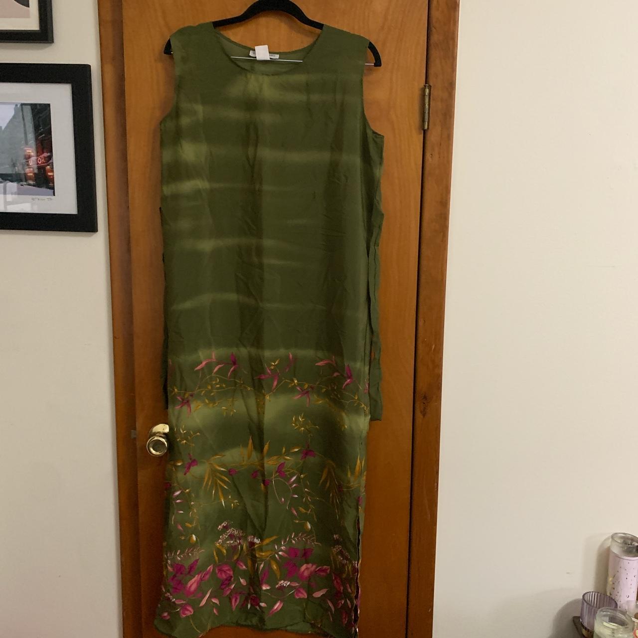 Donna Karan Women's Green and Burgundy Dress