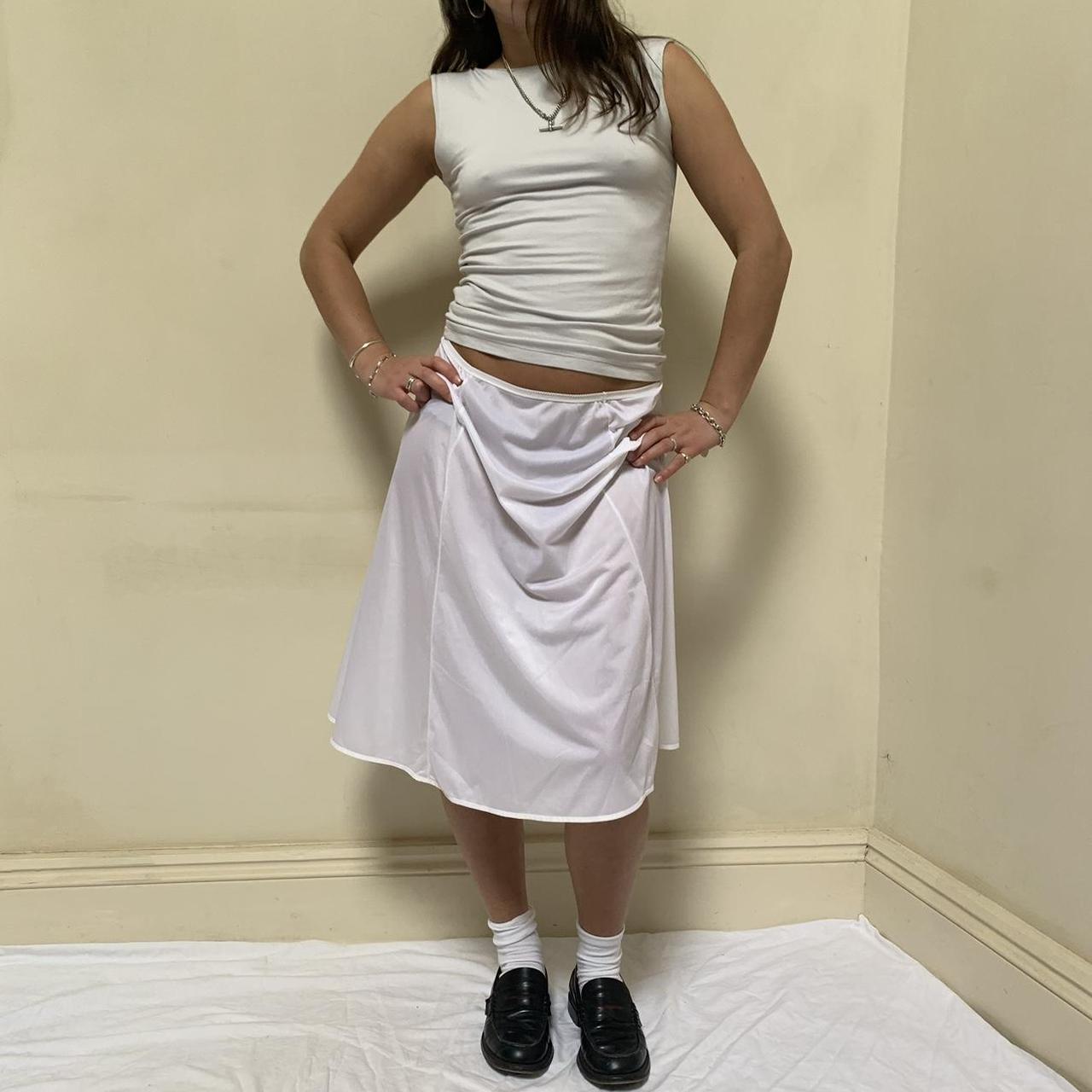 Cream Slip skirt elastic waist Depop