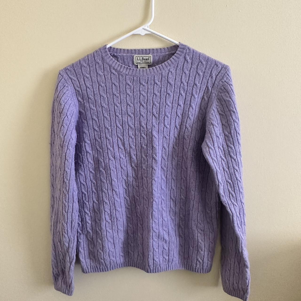 Vintage L.L Bean Purple Cable Knit Sweater - Depop