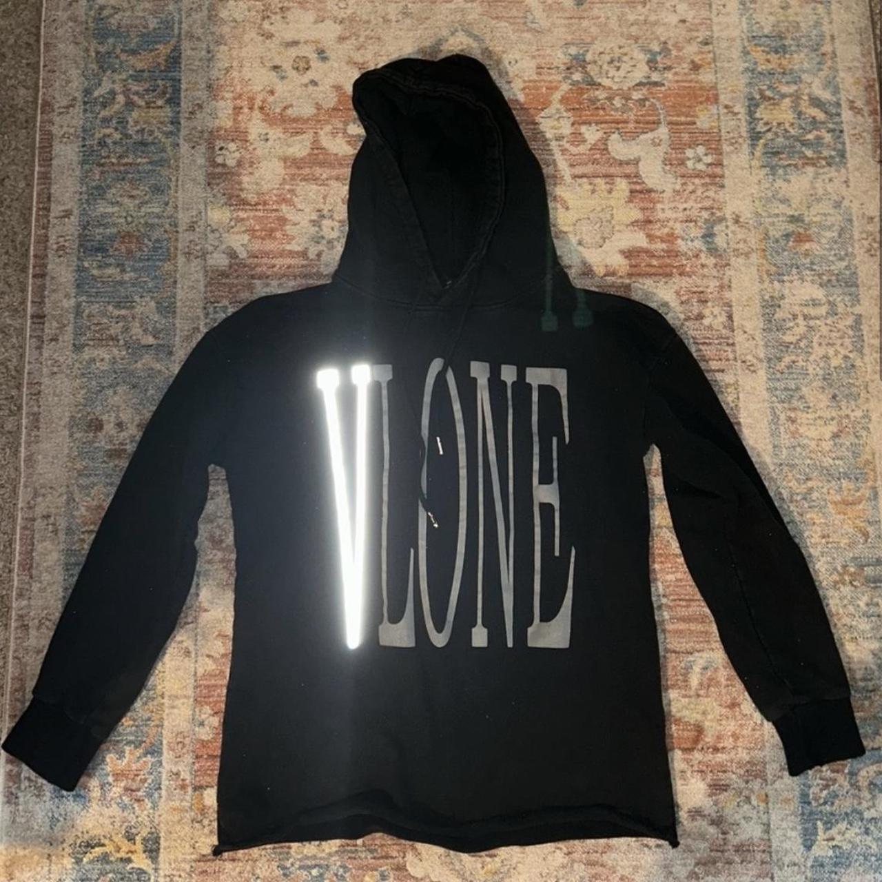 Vlone Reflective Hoodie Size S Raw Hem