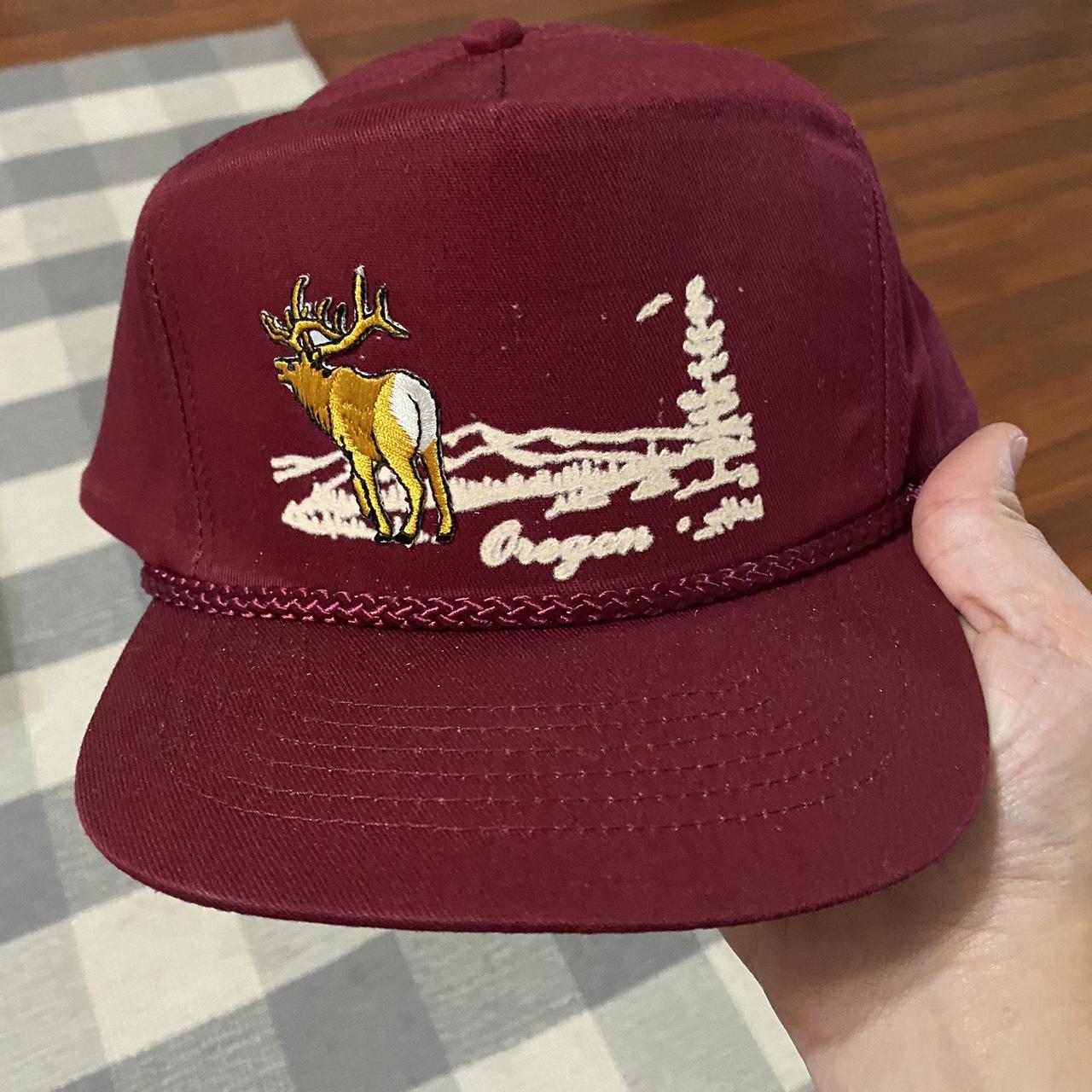 Men's Burgundy and White Hat | Depop