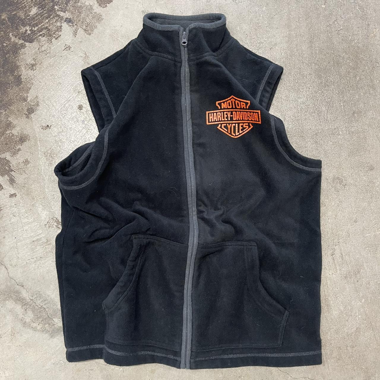 Vintage Harley Davidson Fleece Vest 22”x27.5” Flaws,... - Depop
