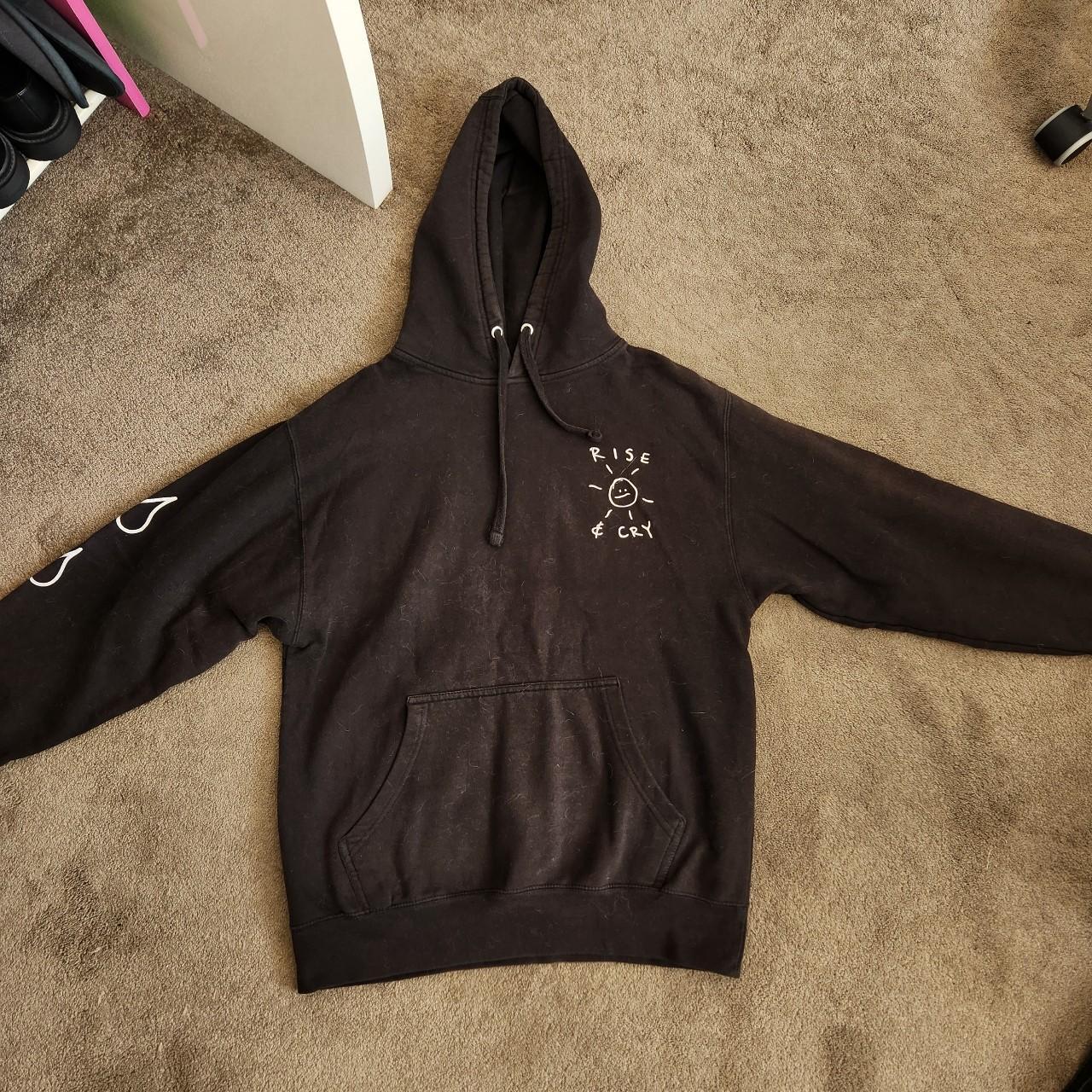 black 'rise & cry' scotty sire fanjoy hoodie. size... - Depop