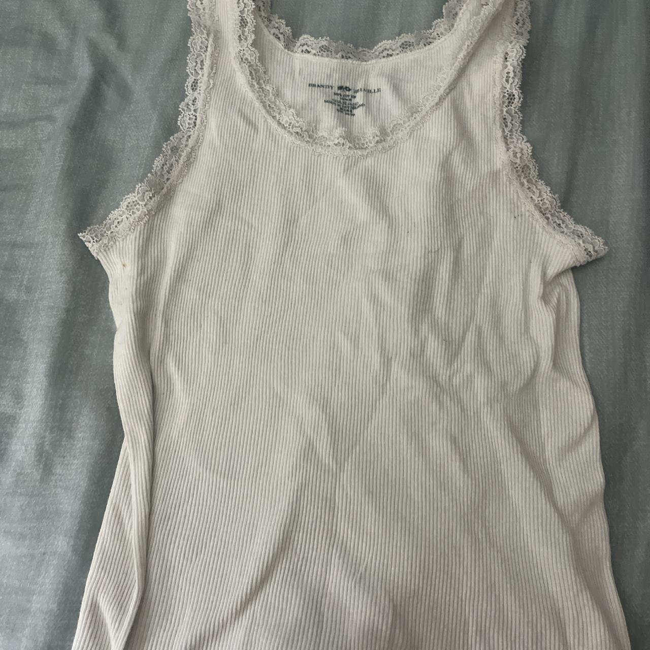 brandy Melville laced white tank top very loved... - Depop