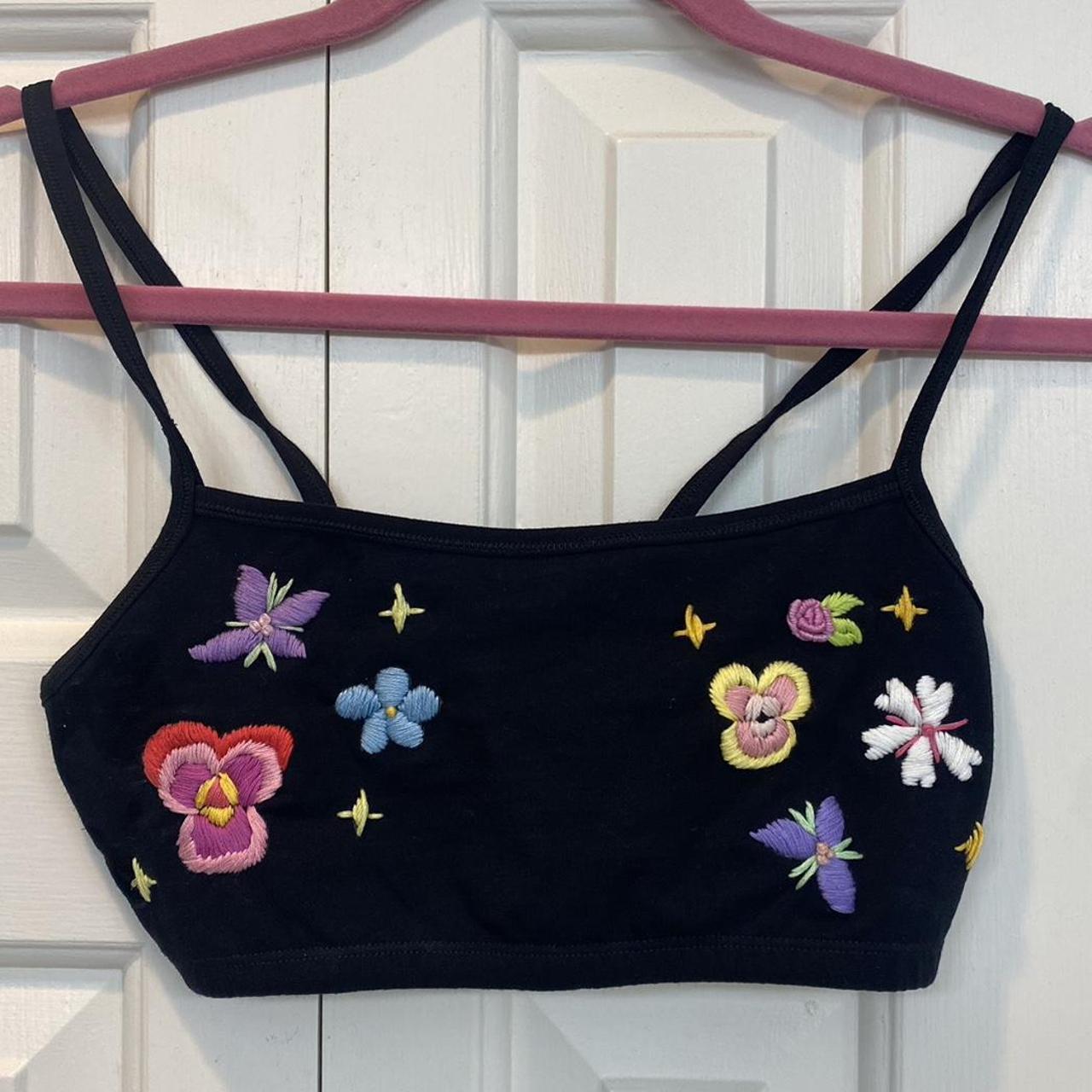 Bralette embroidered-top - Depop