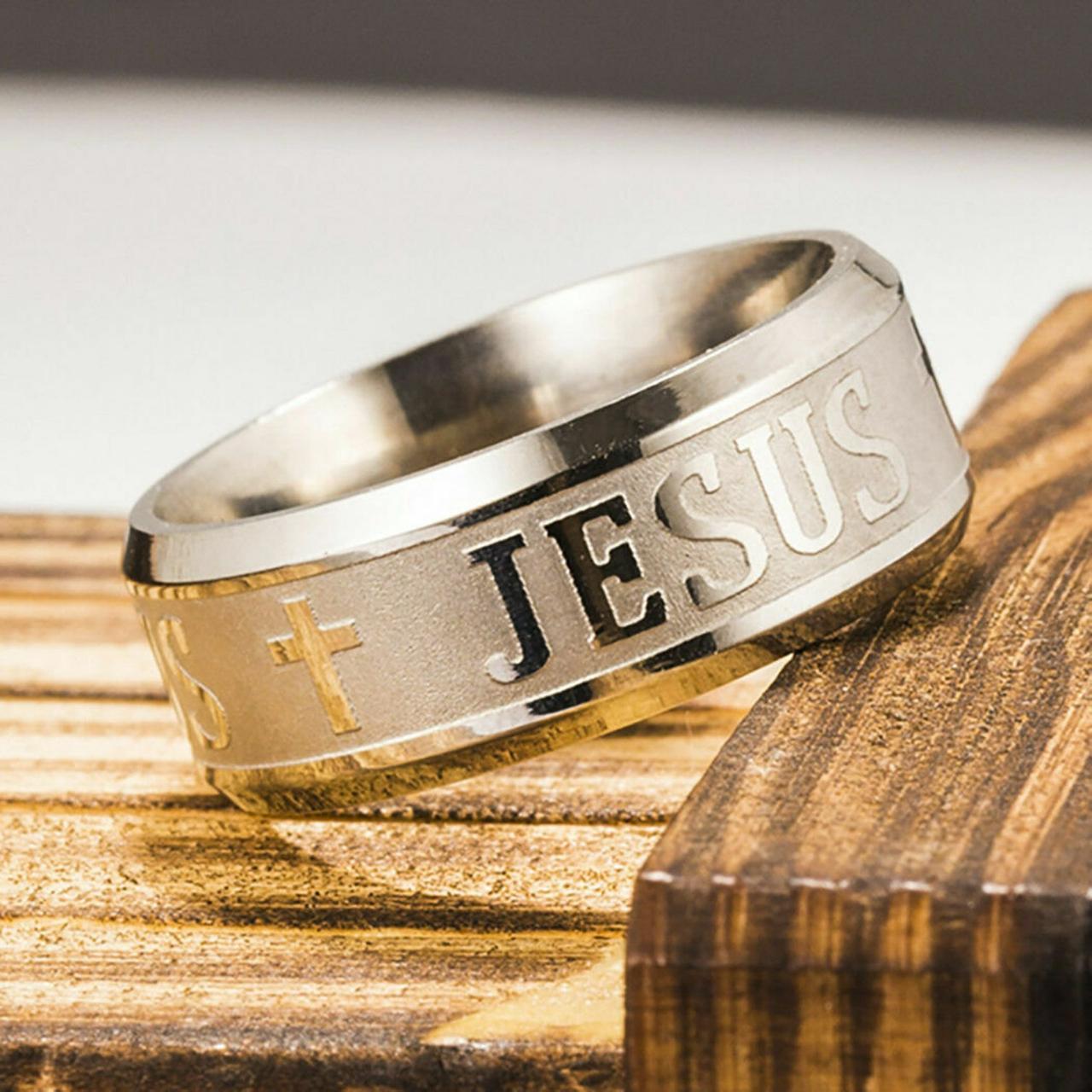 UNISEX Silver Band *JESUS* Ring Size 11 Show your... Depop