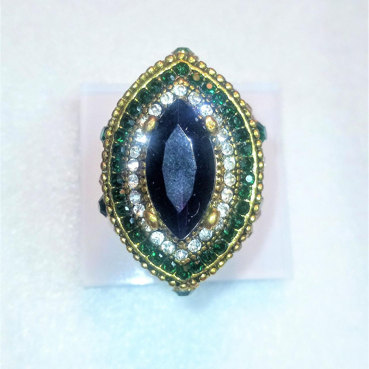 Bohemian, Gypsy Ring! Size 8.5 Sapphire blue... - Depop