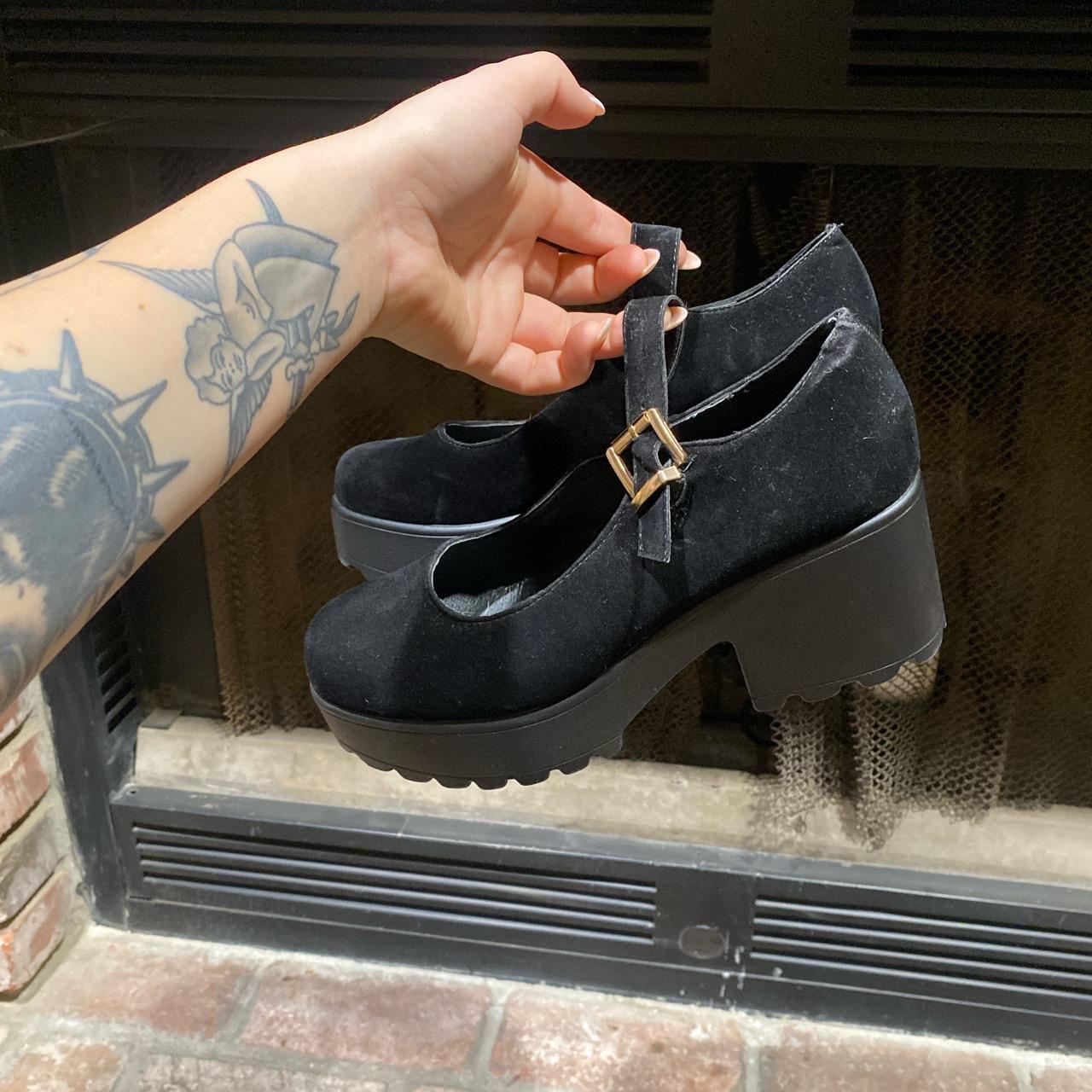 Nasty gal size 8 platform, Mary Janes faux suede - Depop