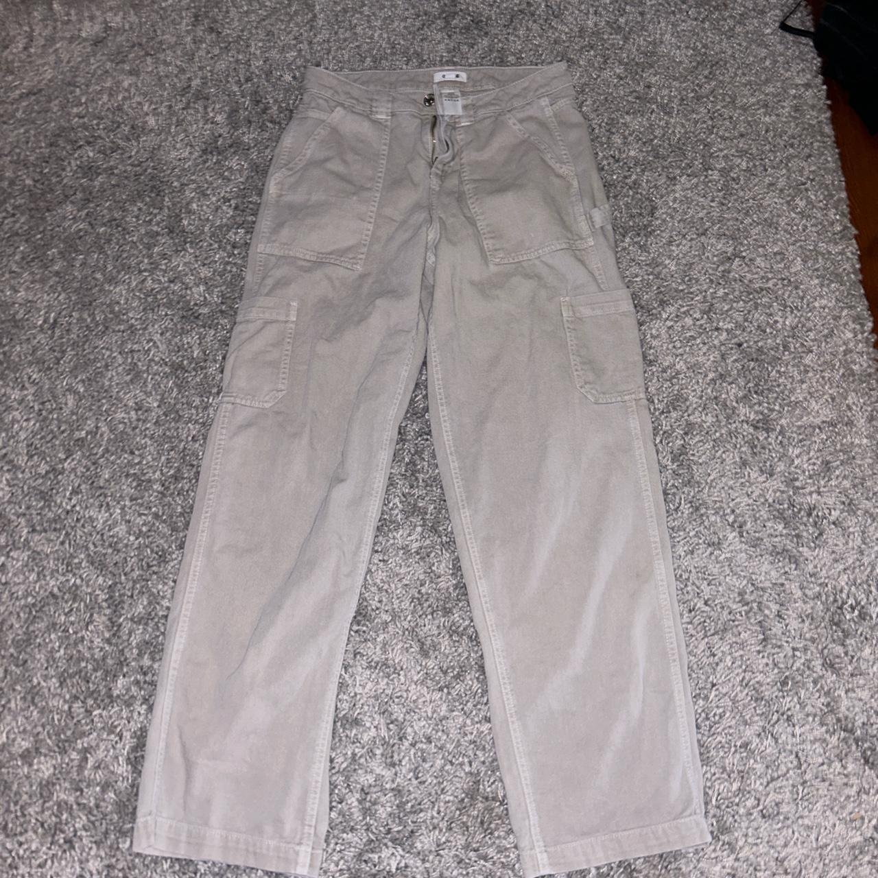 Garage Cream/White Lower/Midwaist Baggy Cargo Jean.... Depop