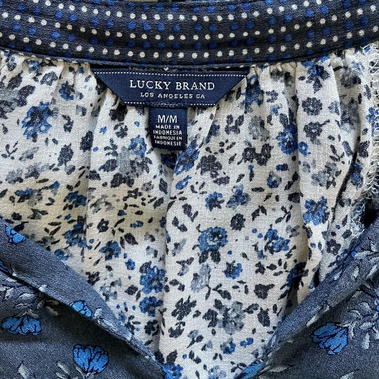 Lucky Brand Border Print Peasant Top Size