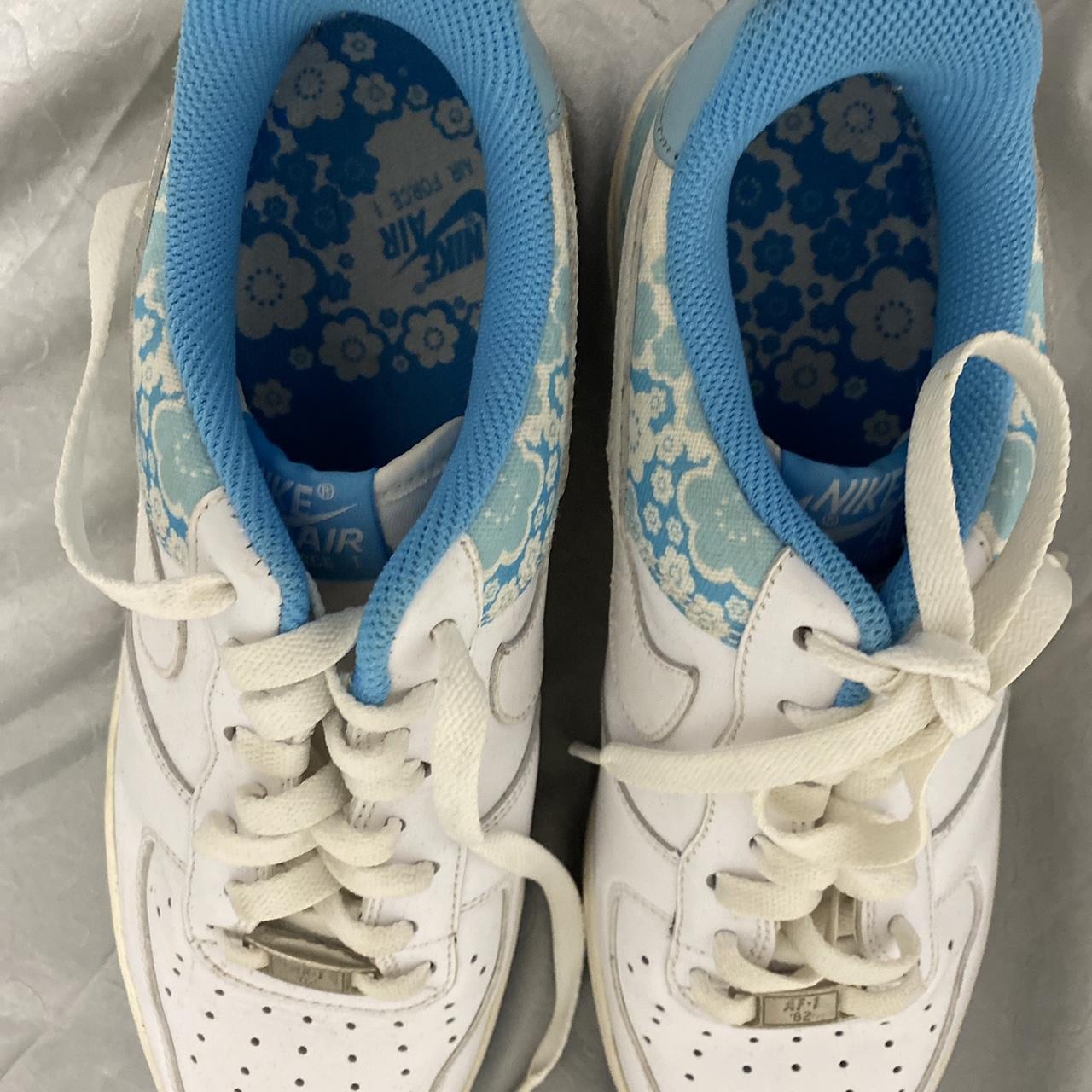 blue flower nike shoes