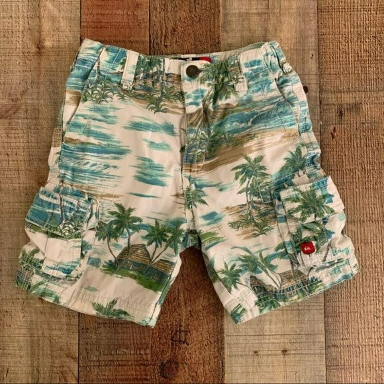 Quicksilver boys cargo shorts with beach and palm... - Depop