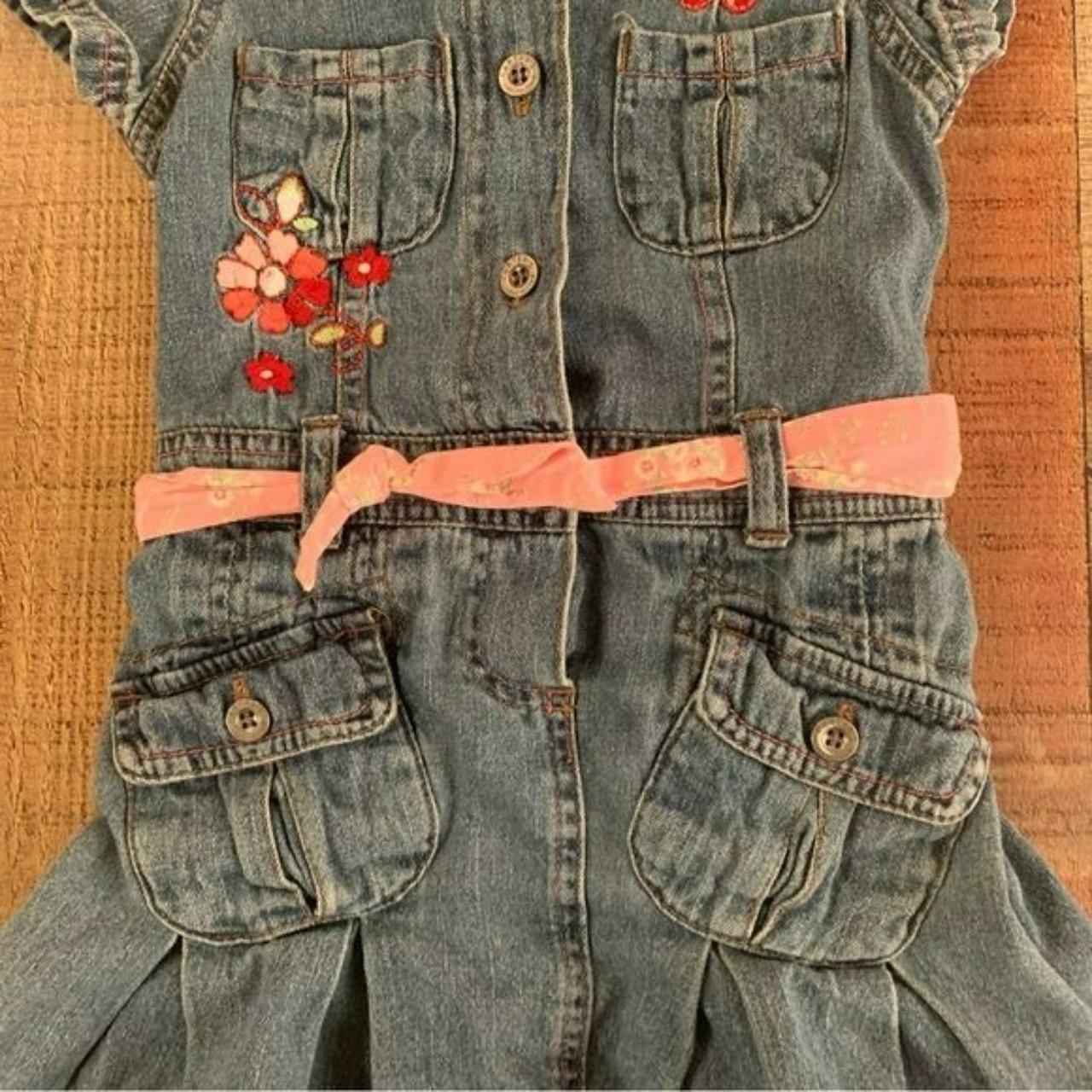 Carters vintage girls denim dress with embroidered... Depop