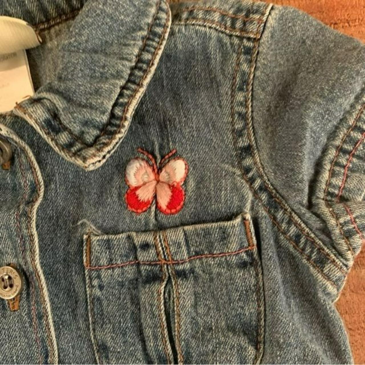 Carters vintage girls denim dress with embroidered... Depop