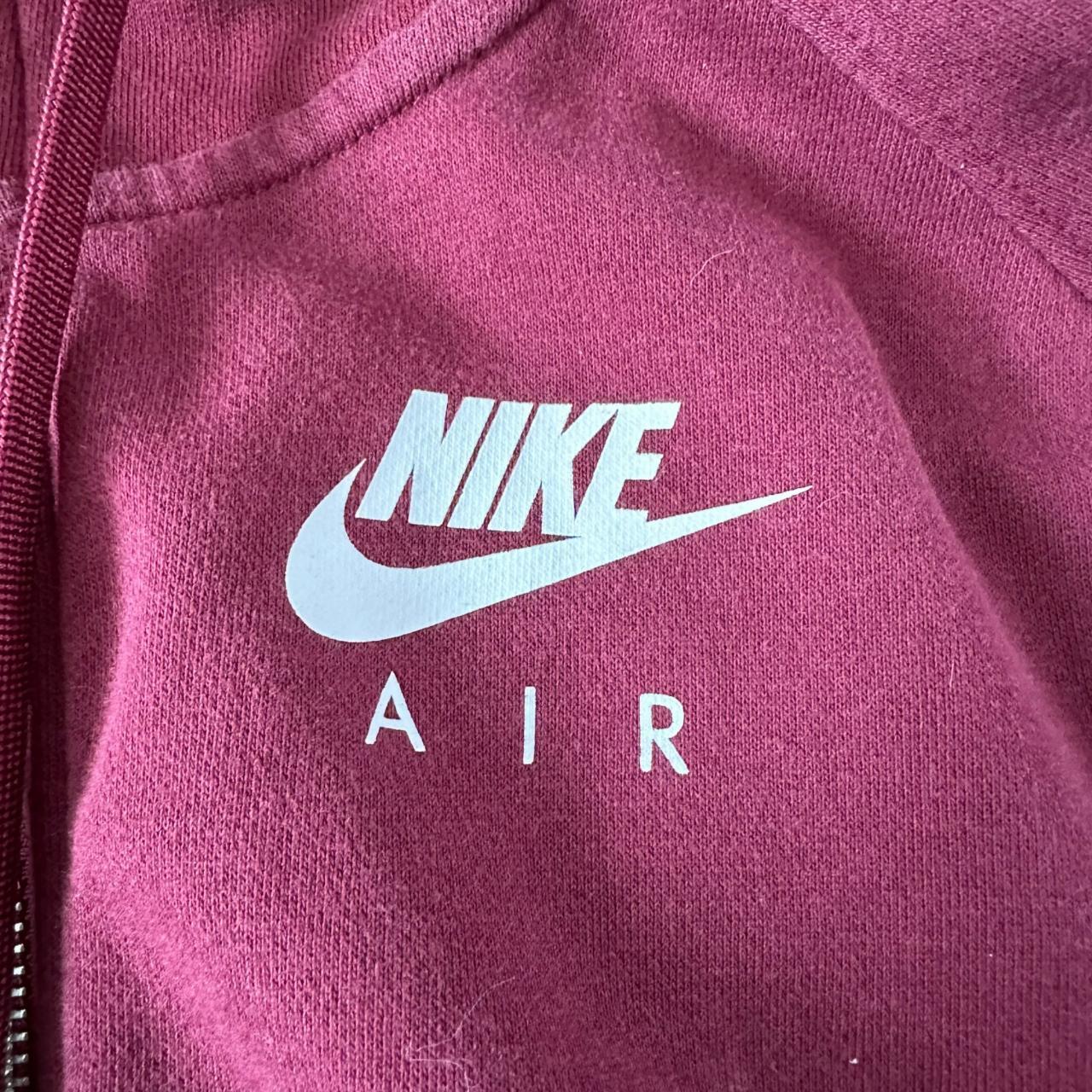 Nike air women’s burgundy cropped hooded sweatshirt... - Depop