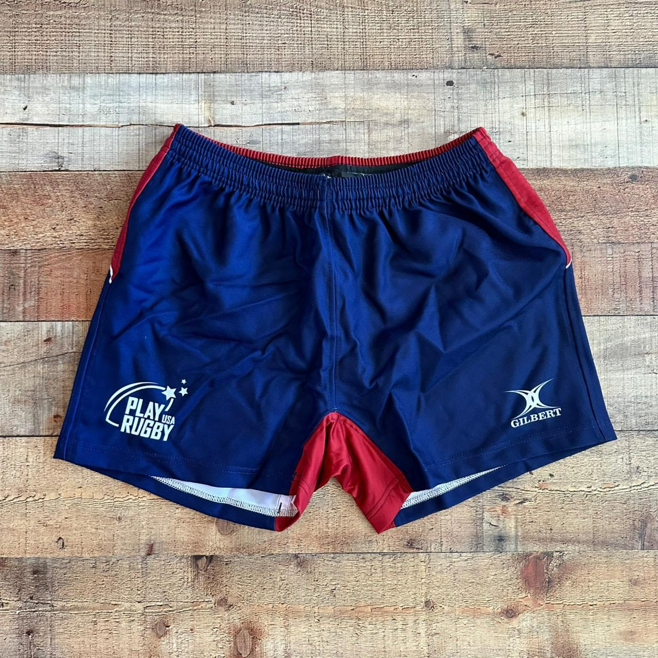 Gilbert Men's Rugby Shorts in blue and red M New... Depop