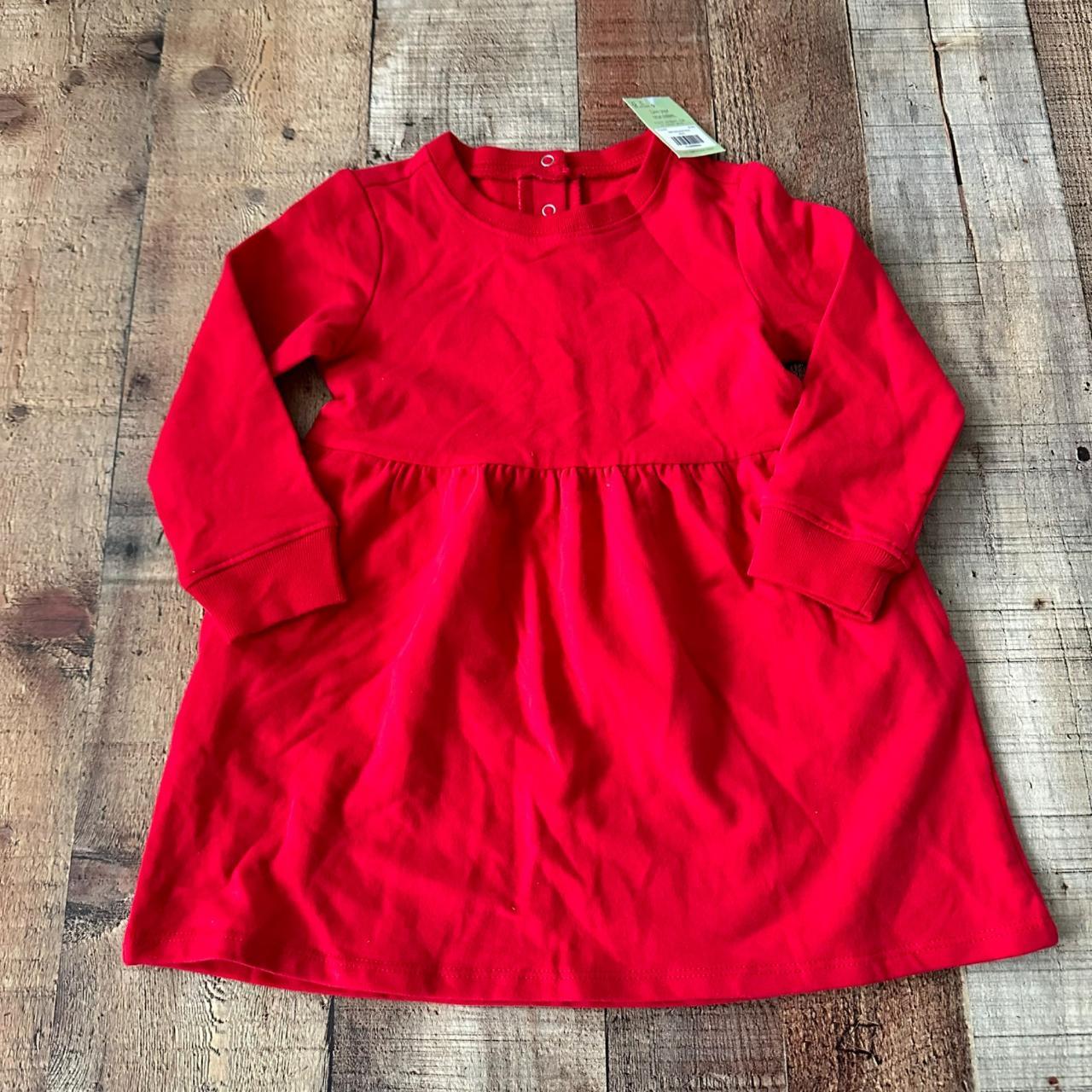 Primary toddler girls red long sleeve dress -18/24M - Depop