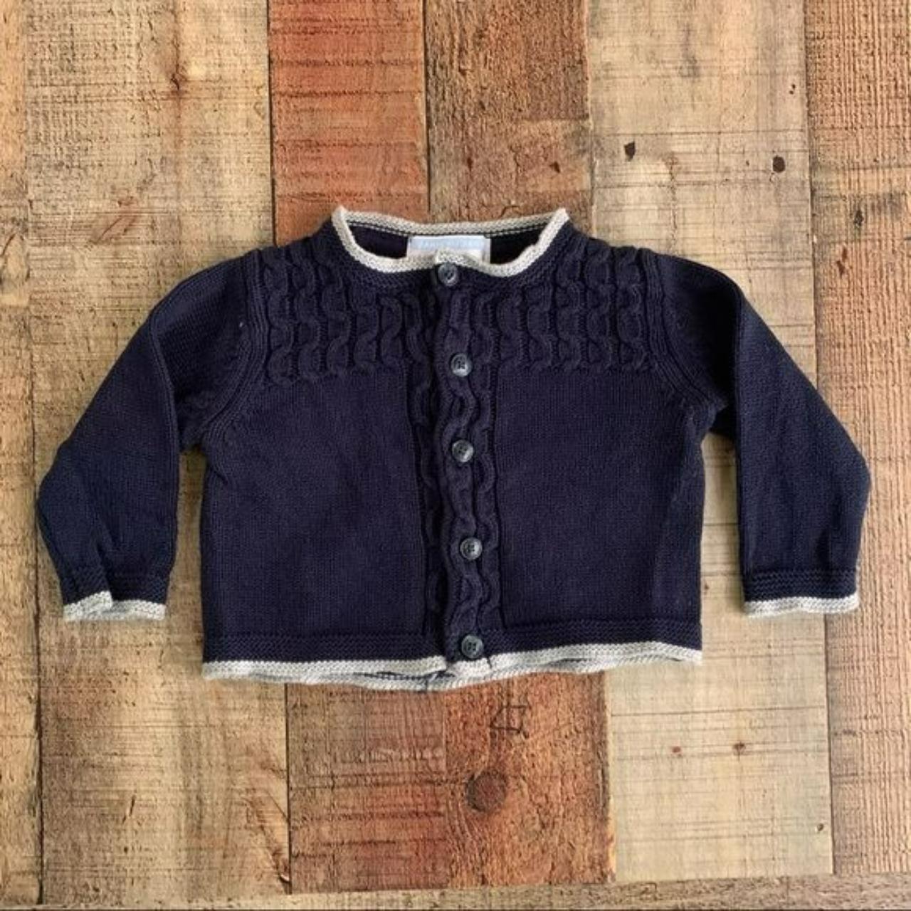 Janie and jack layette baby boys navy blue and gray... - Depop