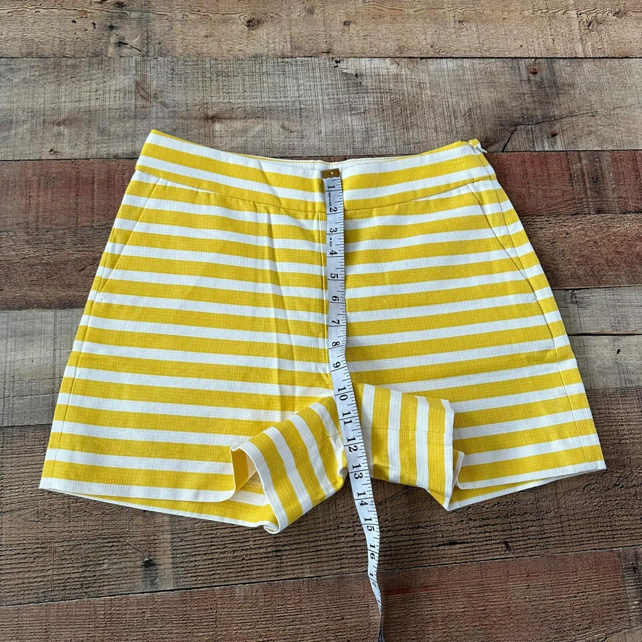 J Crew Womens Yellow And White Striped Hi Rise 4 Depop