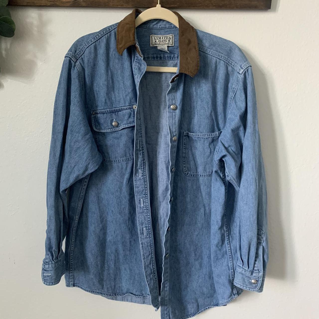 Button down denim shirt Size large button down shirt... - Depop