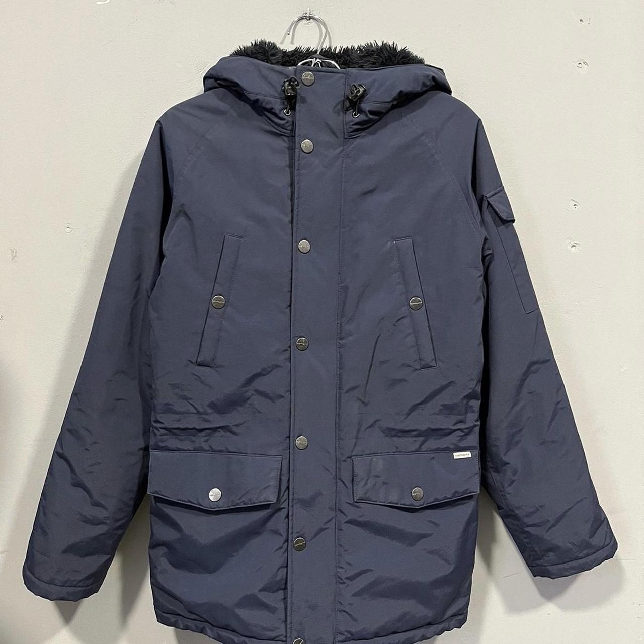 Carhartt WIP Men's Navy Coat | Depop