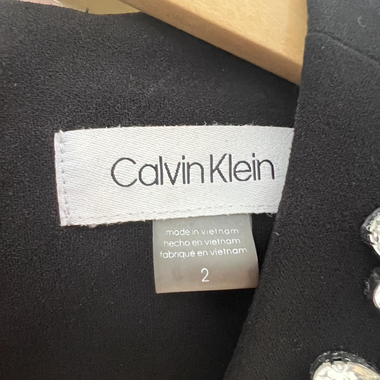 Calvin Klein Women's Black and Silver Dress | Depop