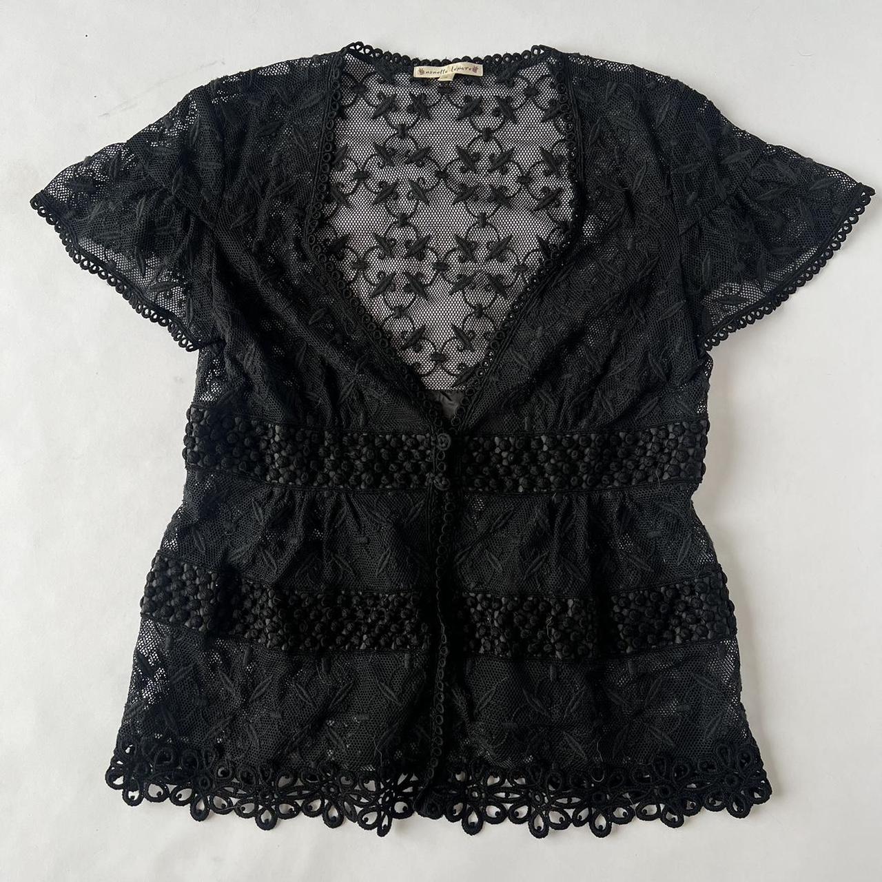 Nanette Lepore vintage short sleeved lace detail... - Depop