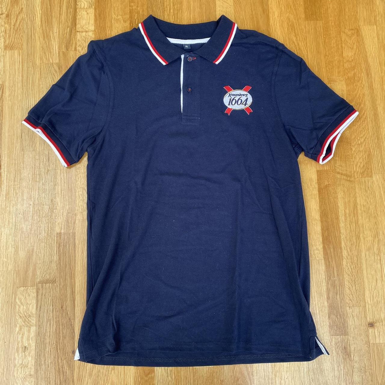 Kronenbourg 1664 branded polo shirt with embroidered... - Depop