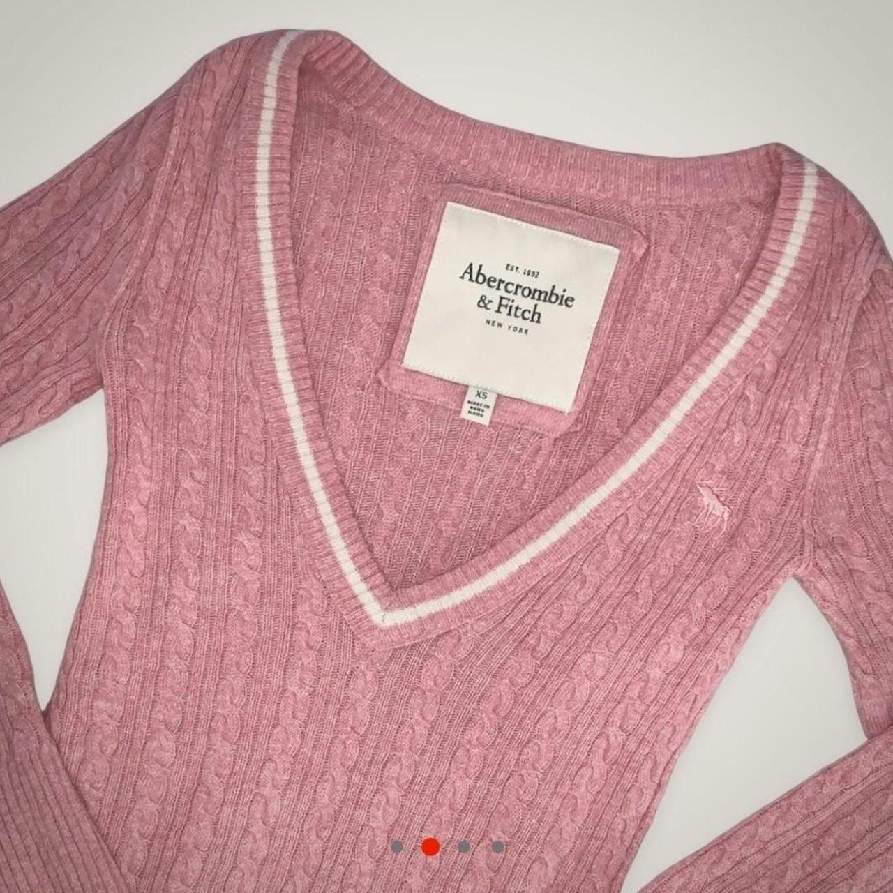 Abercrombie & Fitch Women's White and Pink Jumper | Depop
