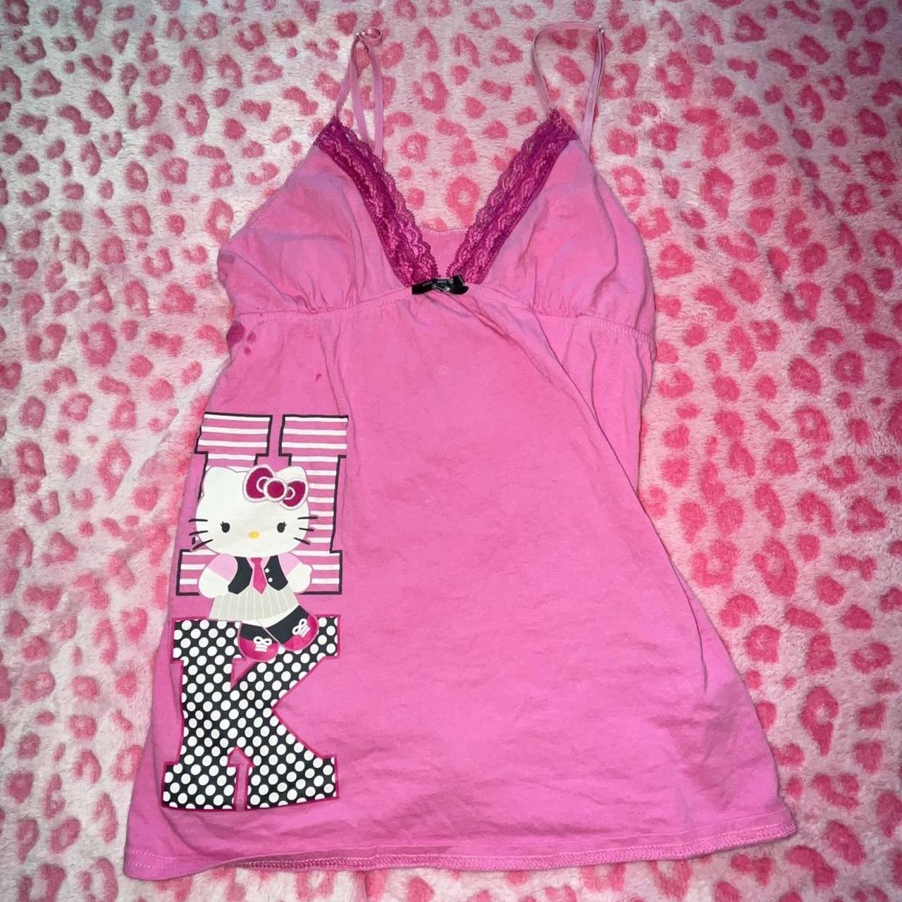 HELLO KITTY LACE TANK TOP size small HK design on... - Depop