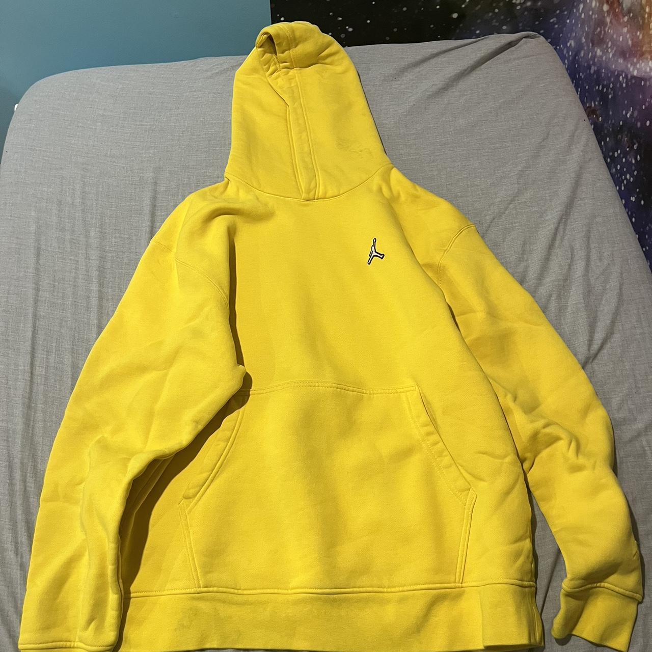 Jordan Men's Yellow and White Hoodie Depop