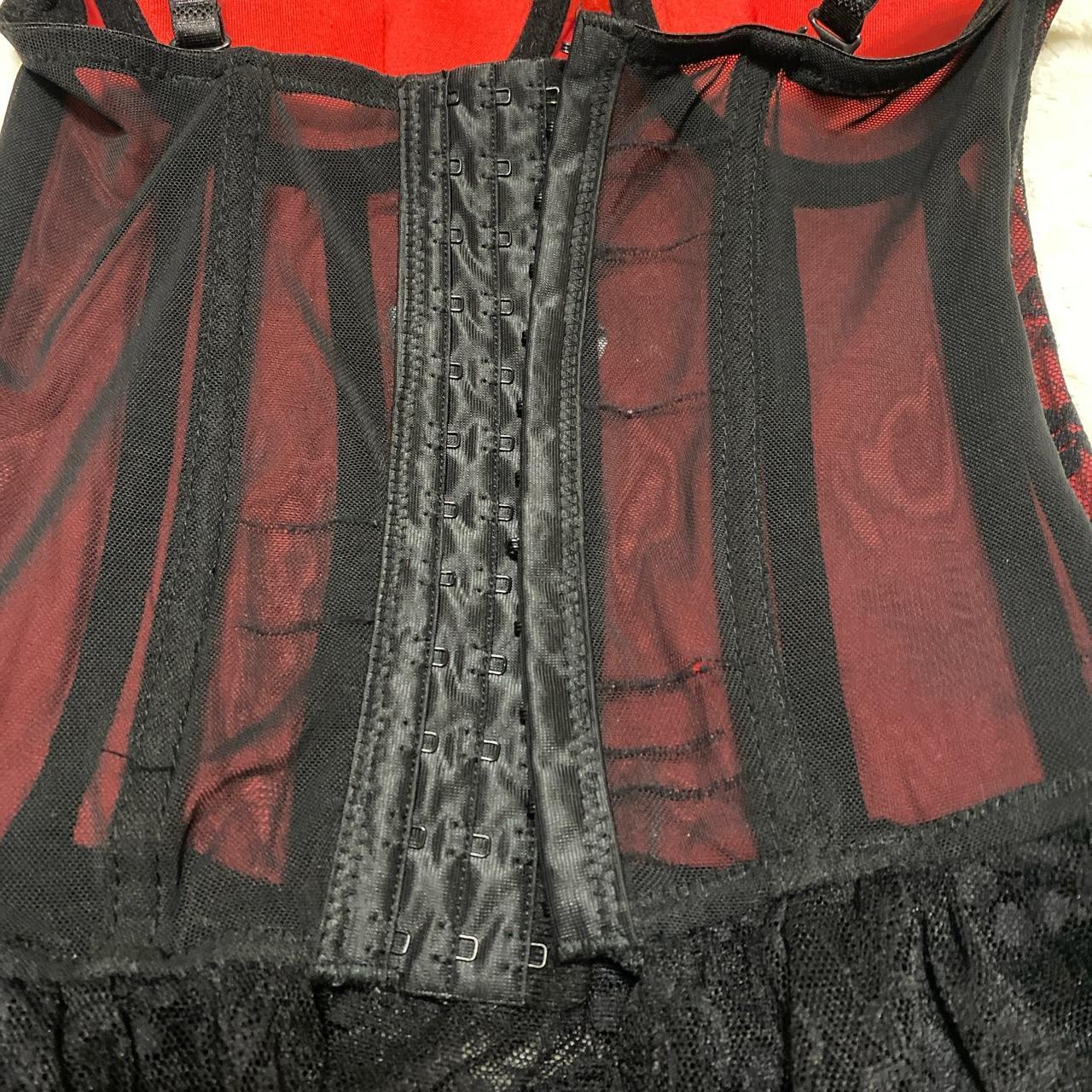 Baci Lingerie Corset Top Small Red and Black! Garter... - Depop