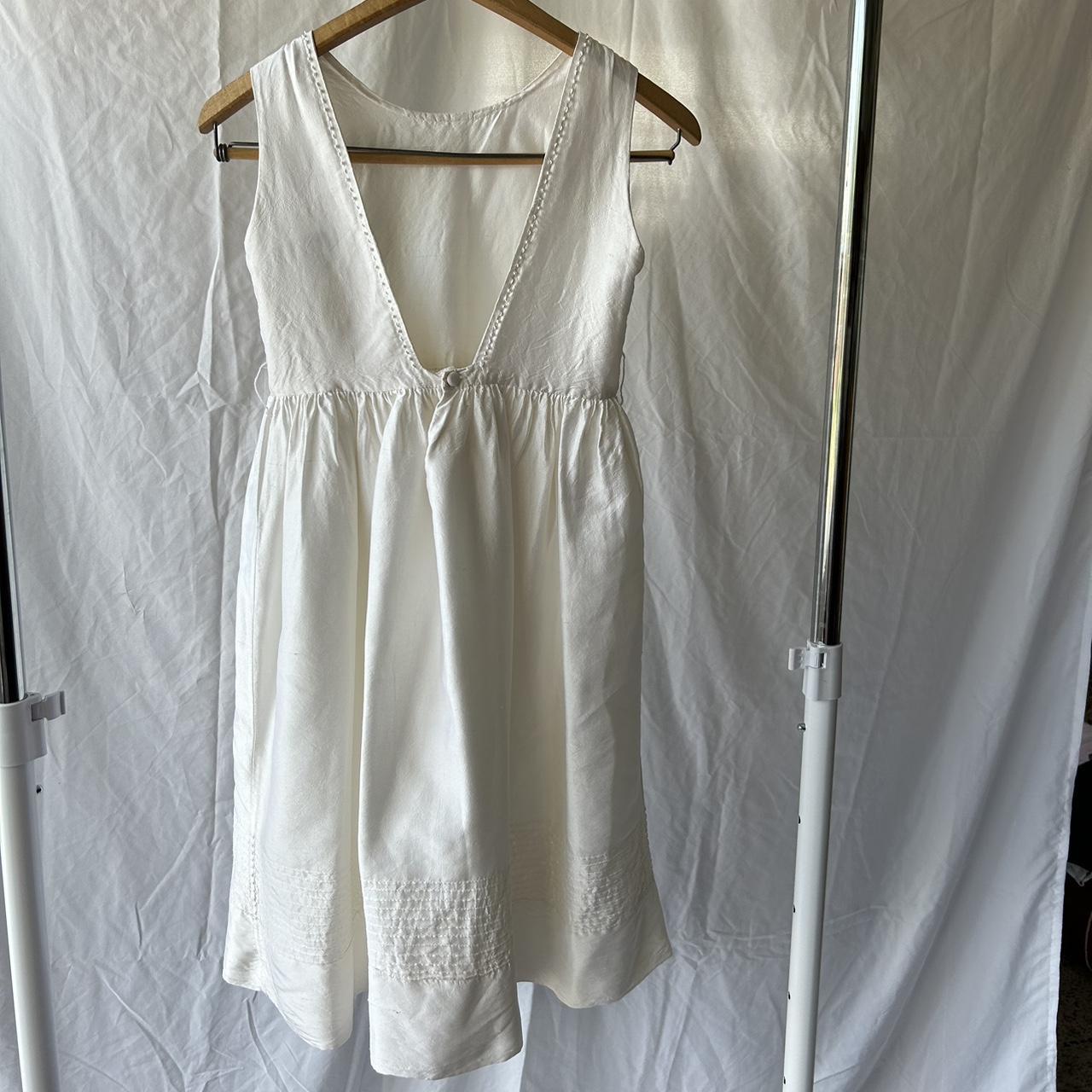 STUNNING Vintage White Silk Tank Dress With Beaded... - Depop