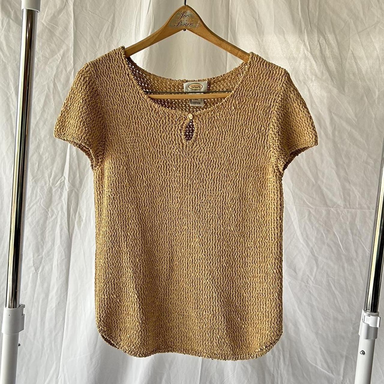 Talbots Brown Cotton/Silk Blend Stretchy Knit Top - Depop