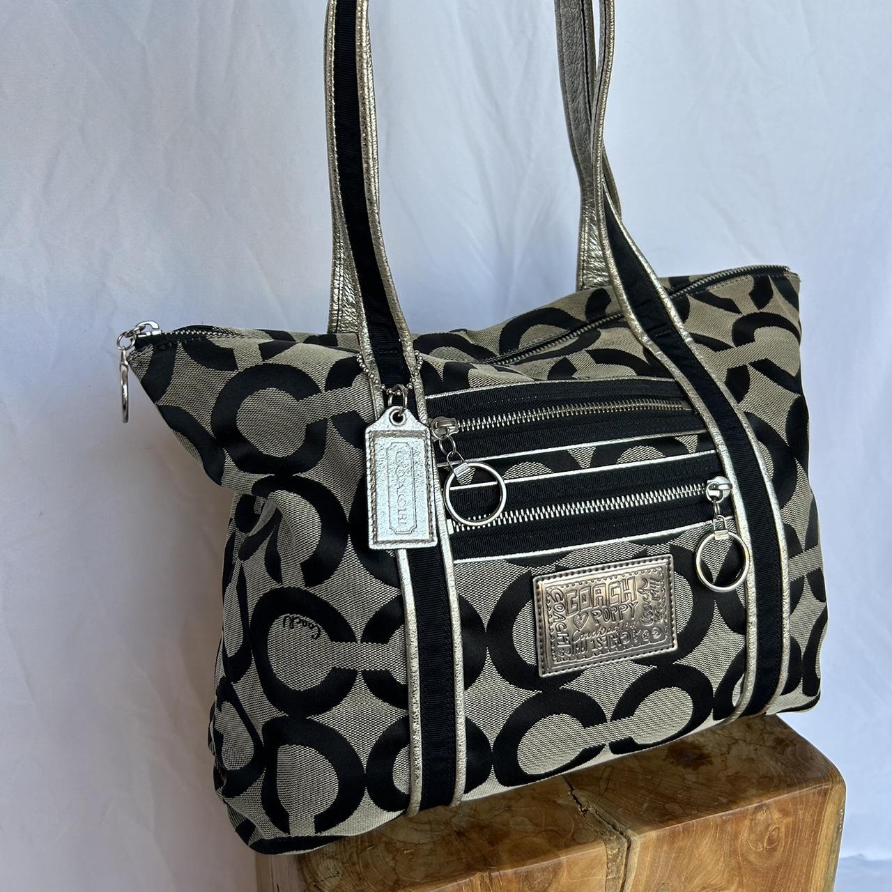 Y2K Coach 13826 Black Logo Canvas Poppy Tote | Depop