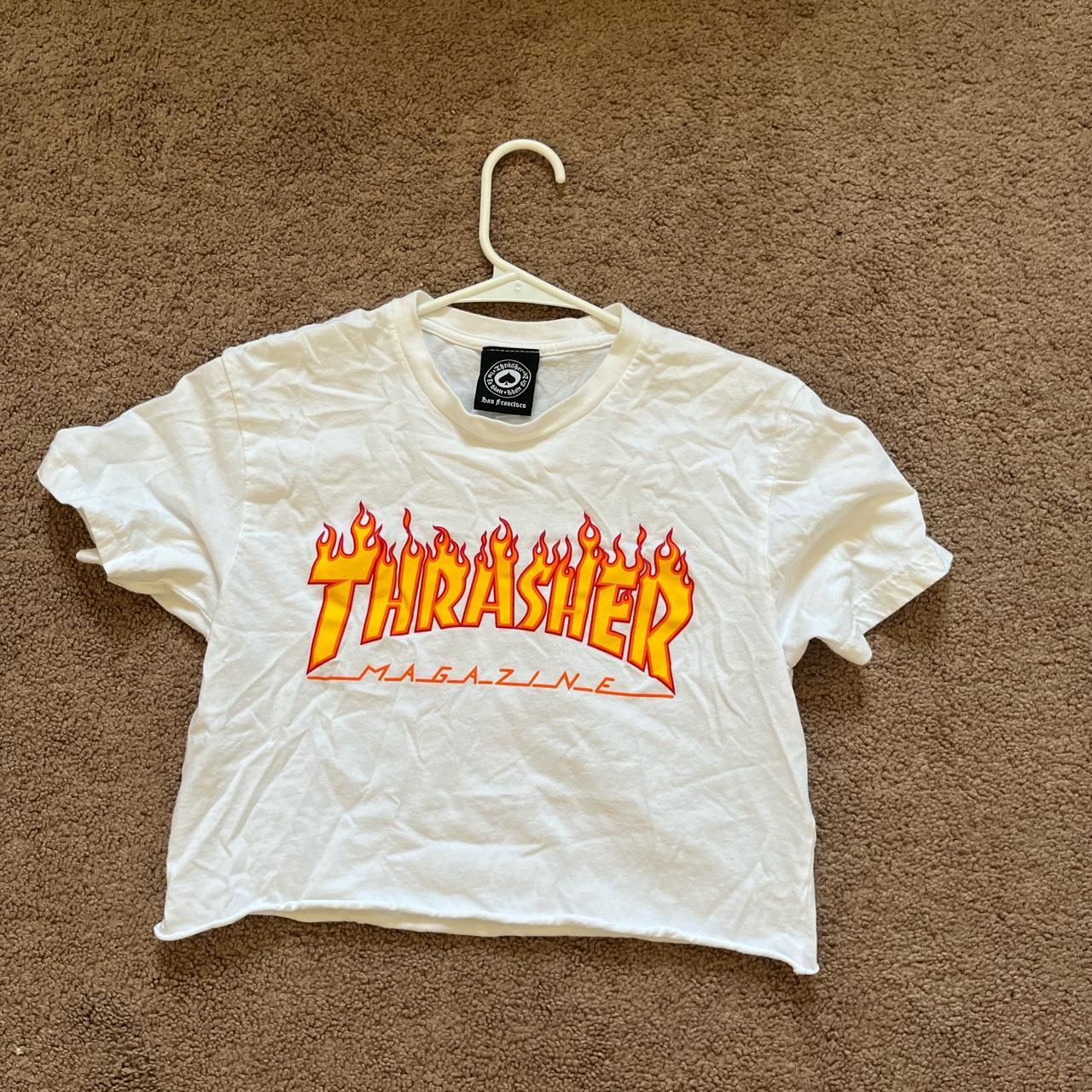 White thrasher shop crop top