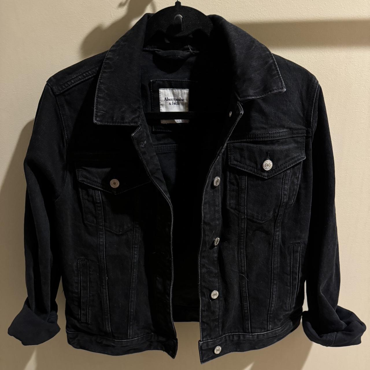 Abercrombie and fitch black denim jean jacket size M. Depop